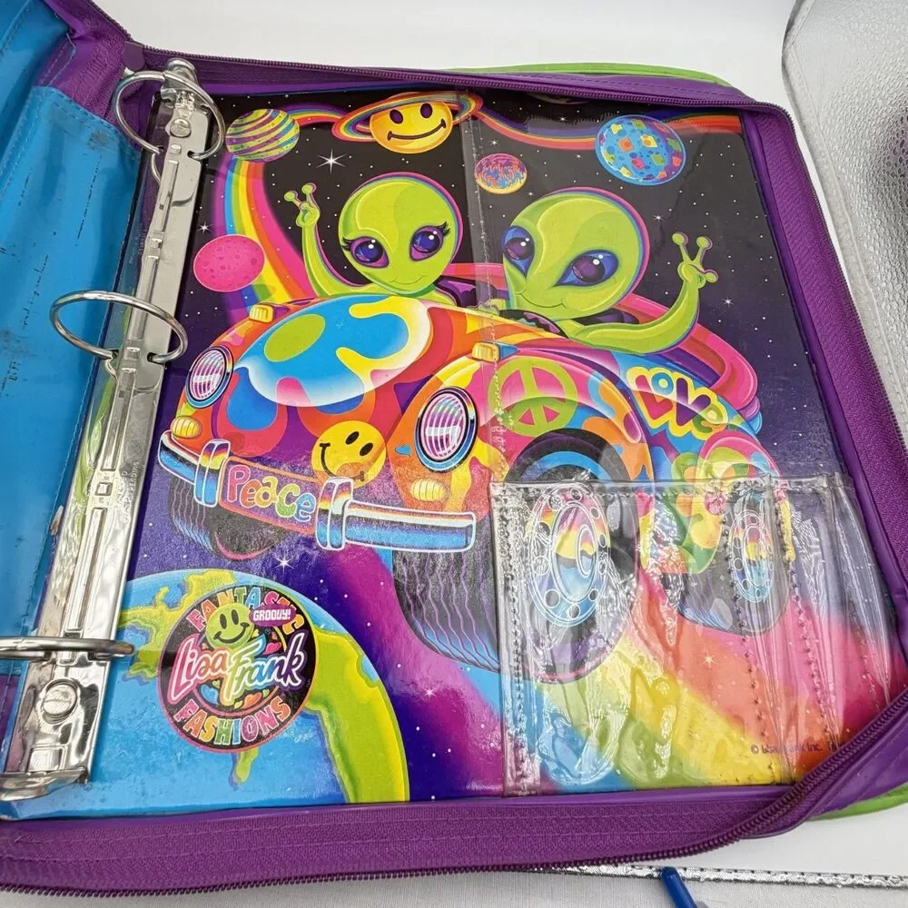 Vintage Lisa Frank Zoomer & Zorbit Aliens 3 Ring Binder Trapper Keeper Zip READ